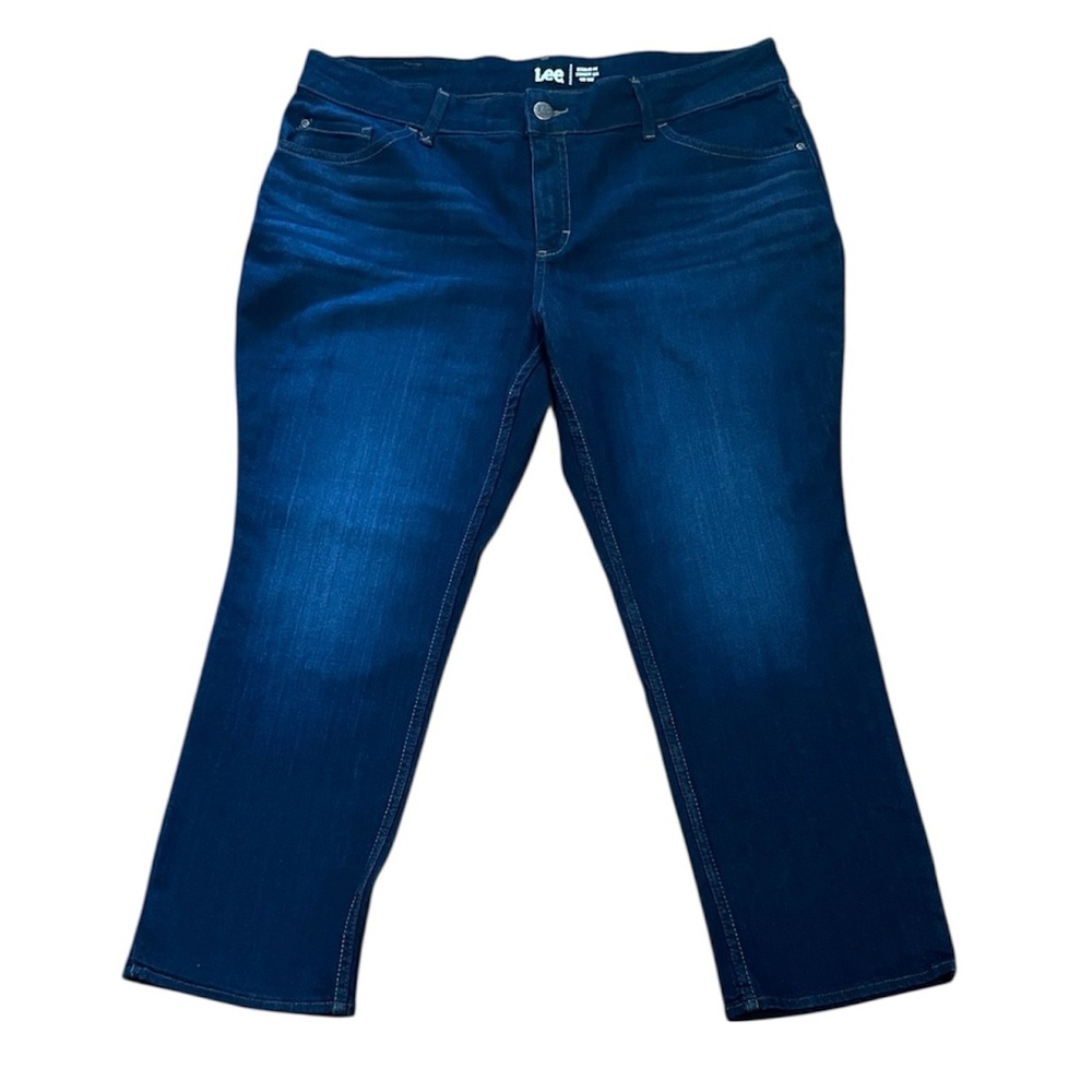 LEES WOMEN NEW MIDRISE REGULAR FIT STRAIGHT STRETCHY BLUE JEANS SIZE 20W PETITE